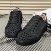 New Trendy Shoes 2025 European and American Fashion Silver Face Low-top DingTalk Casual Board Shoes Lace-up Shallow Shoes Rivet Men's Shoes