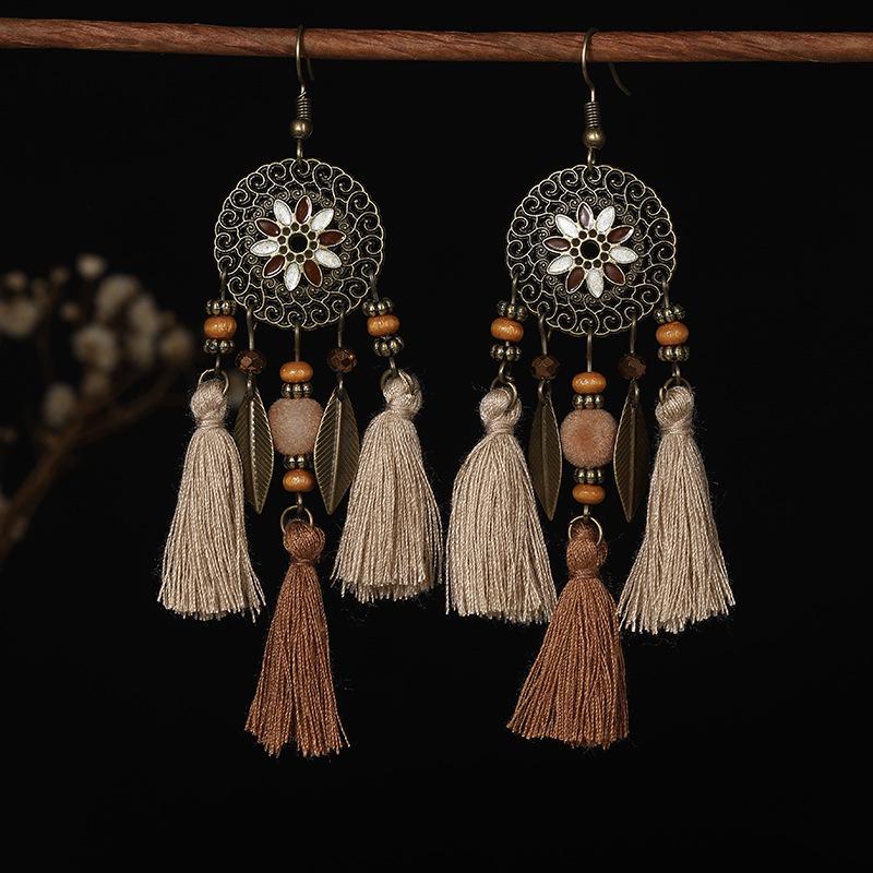 Bohemian Ethnic Tassel Earrings - Tribal Style for Holiday Travel Photography