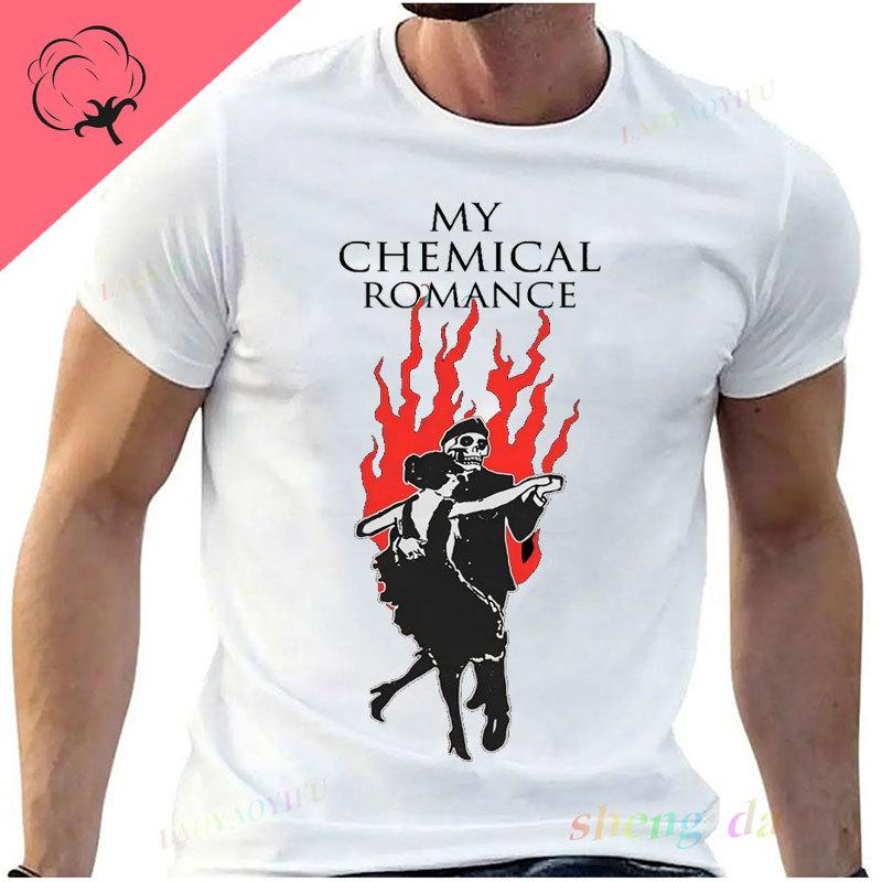 Футболки My Chemical RoУнисексГруппы Рок Графические Футболки Хлопок Рубашка Винтаж Панк Хип-Хоп Харадзюку Короткий Рукав Футболка