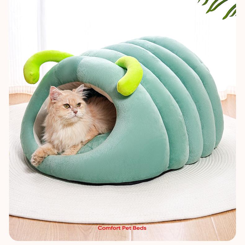 Pet Cat Nest Caterpillar Pet Nest Winter Warm Cat Nest Cute Dog House Closed Anti slip Soft Three dimensional Cat Dog Universal
