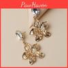 Gold Metallic Flower Earrings With Decorative Stones For Fashion Celebration And