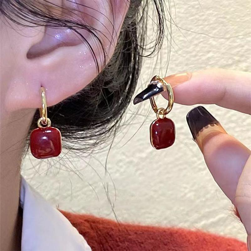 Серьги-гвоздики Ankela Red Ribbon Bow-Knot Vintage для женщин, корейская мода, осень-зима, простые геометрические серьги-банты