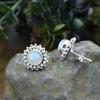 Moonstone Gemstone Handmade Studs Earrings | Sterling Silver Post Earring