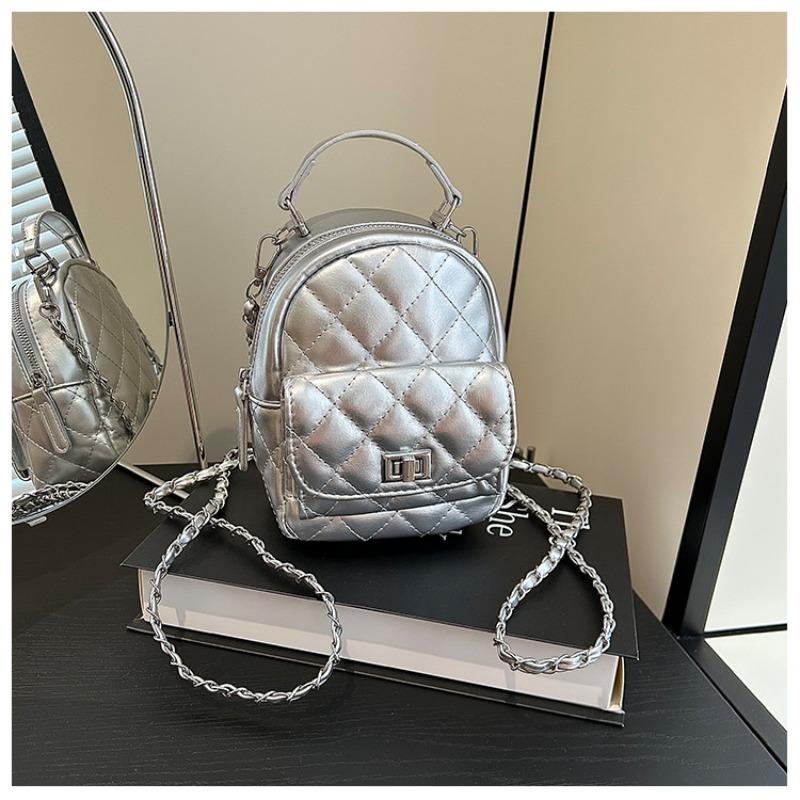 Rhombus Chain Messenger Bag Women's New Casual Multi-function High-end Double Shoulder Mini Backpack