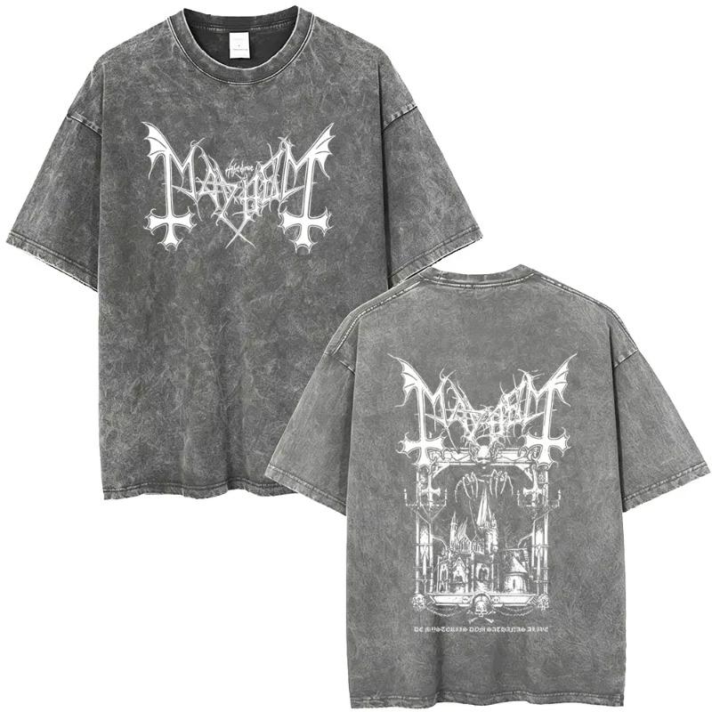 Футболка с винтажным принтом в стиле рок-группы Mayhem De Mysteriis Dom Sathanas Skeleton Graphic T-shirt Men Death Black Metal Gothic Punk T Shirts