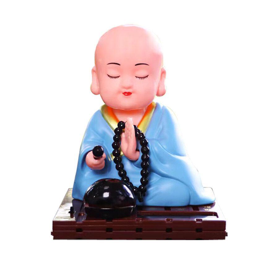 Solar Monk Head-Shaking Car Ornament - TikTok Influencer Interior Decoration