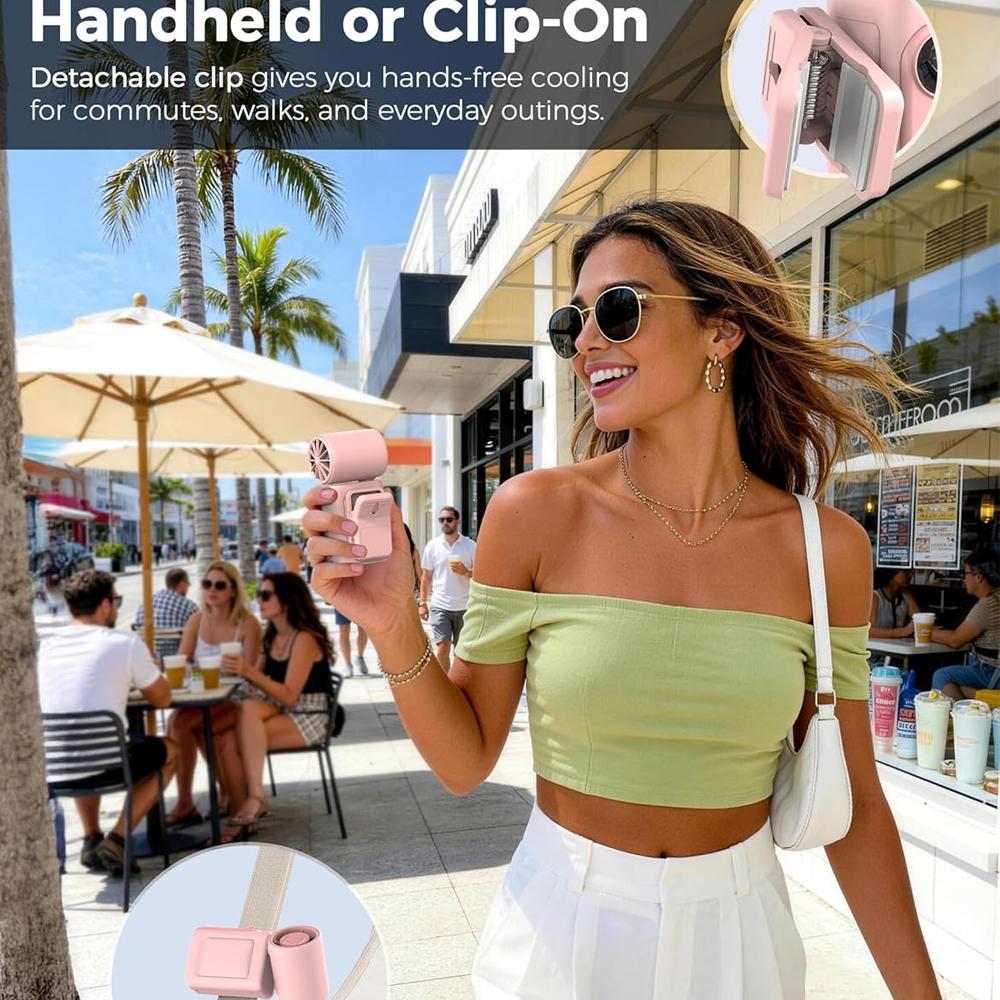 Clip-On Portable Fan Rechargeable Handheld Mini Fan with LED Display, 360° Rotating Detachable Clip, Stroller Fan for Baby