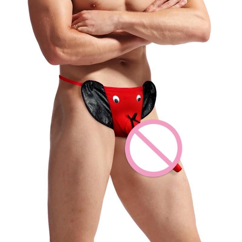 Men'S Naughty Elephant Underwear Long U Bulge Pouch Low Waist G-String Funny Lingerie T-Back Thong Bulge Enhancing Underpant