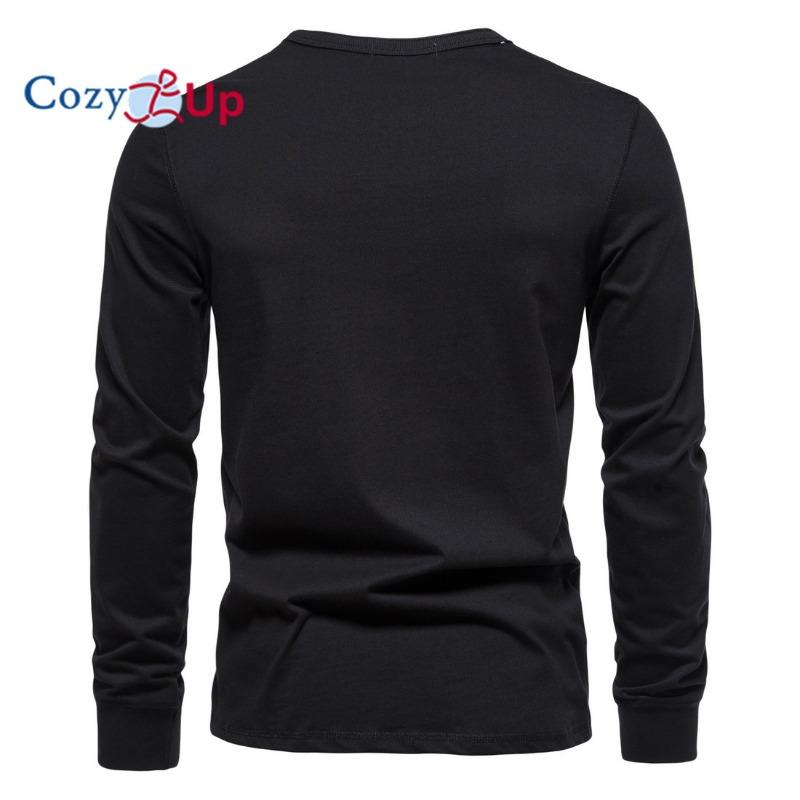 Cozy Up Мужская мода повседневная передняя планка базовые футболки Henley с длинными рукавами