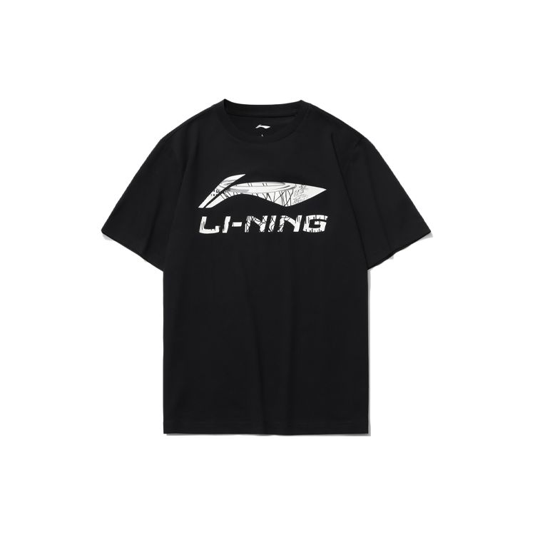 Li-Ning Спортивная модная серия с логотипом и круглым вырезом, мужские топы, черный AHSR543-2