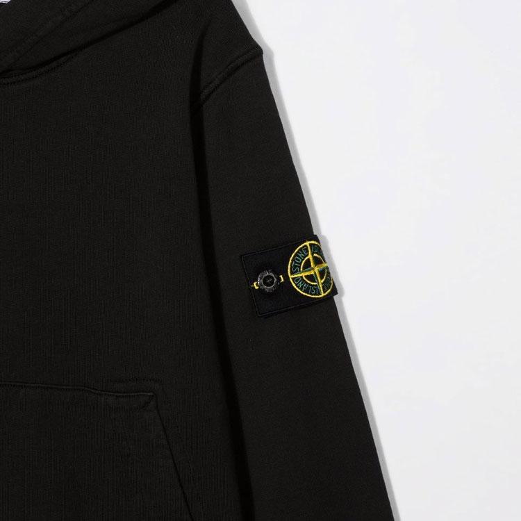 STONE ISLAND Толстовка однотонная спортивная с капюшоном детские толстовки Черный 761661640-V0029