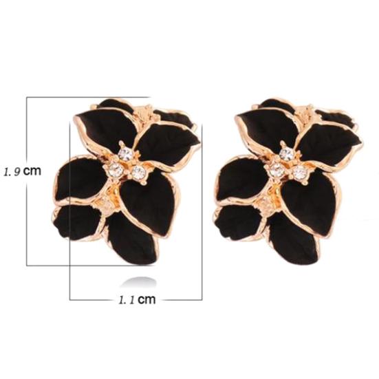 Cute Gardenia Flower Rhinestone Inlaid Ear Studs Women Earrings Jewelry Gift