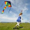 105cm Kids Large Rainbow Kite Outdoor Toys Beach Fun Durable Rainbow Kite