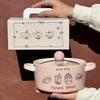 Милая керамическая миска для лапши с двумя ручками и крышкой