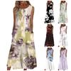Жен. Повседневные платья с принтом Круглый вырез Классический Классический На открытом воздухе Повседневные Без рукавов Свободные платья