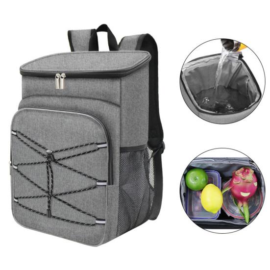 Picnic Bag Large Capacity Waterproof Oxford Cloth Cooler Bag with Adjustable Straps Side Mesh Pockets