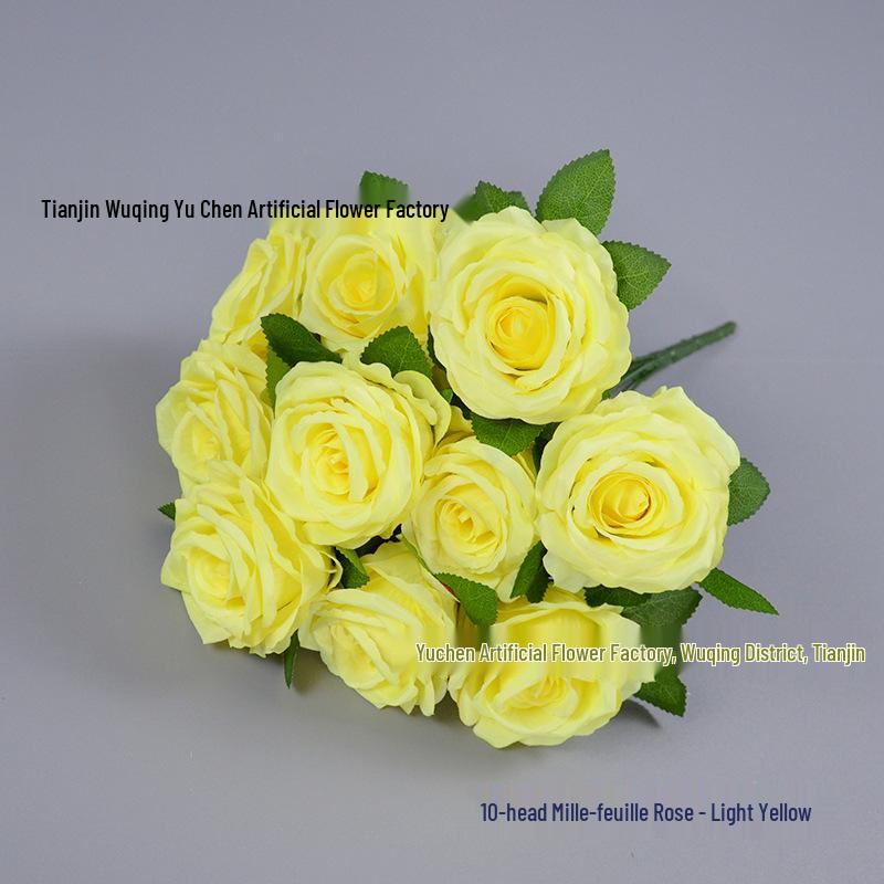 10-Head French Rose Bouquet: Wedding & Home Decor Flowers