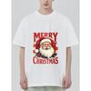 Merry Christmas Santa Claus Print T Shirt Black Holiday Party Casual Wear Men's Summer Top