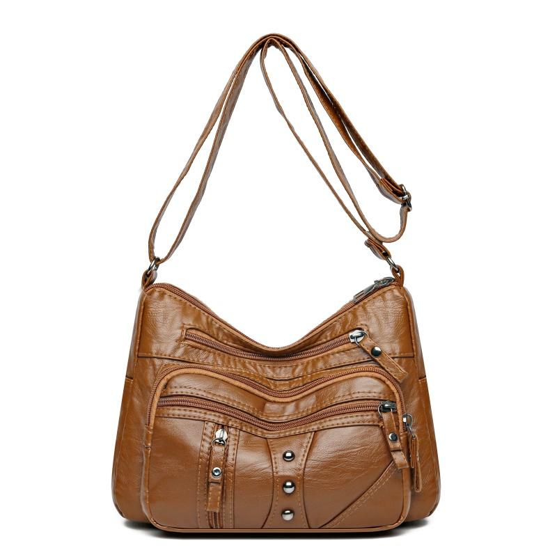 Мягкая кожаная сумка, женская сумка для матери среднего возраста, большая вместительная сумка через плечо через плечо