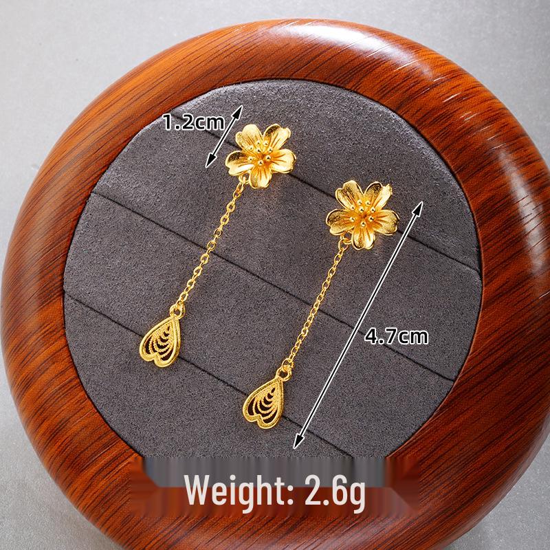 Высококачественные серьги с имитацией песочного золота: Долговечный дизайн кисточек для женщин, трансграничные медные аксессуары