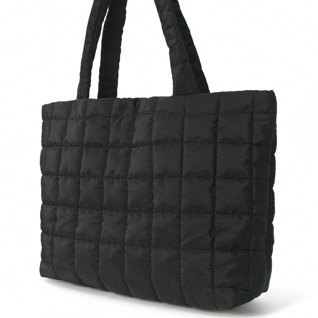 1 шт. Минималистская стеганая сумка-тоут с пухлой отделкой, большая вместительная сумка через плечо, модная мягкая сумка через плечо для женщин для ежедневных поездок на работу