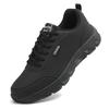 Men's Running Shoes Black PU Upper Flat and Comfortable Walking Shoes Lightweight and Wide Footed Casual Sports Leather Shoes