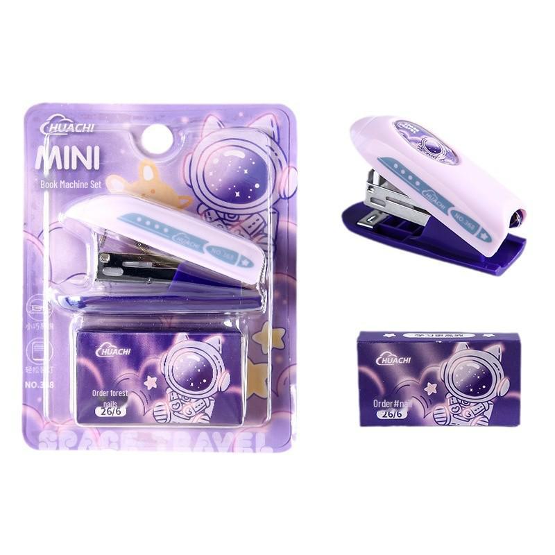 Portable Mini Stapler Set - Cute Cartoon Design for Students
