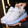 New Children's LED Light up Roller Skates Walk Shoes Wheels Rotation Button Sports Double-Wheel Roller Skate Shoes Boys And Girl