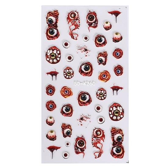 1 Sheet 5D Halloween Nail Stickers Dark Butterfly Lips Blood Drop Relief Design Nail Art Sticker Women Supply