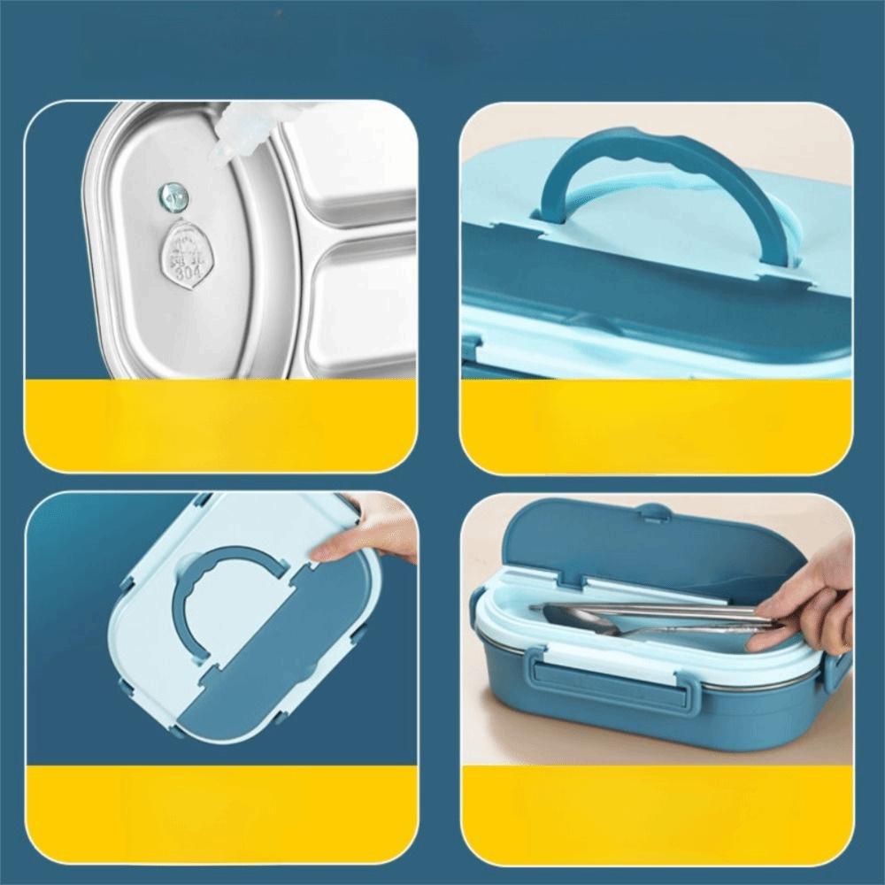 Insulated 4 Compartment Lunch Box Sealed Divided Food Storage Container  Student