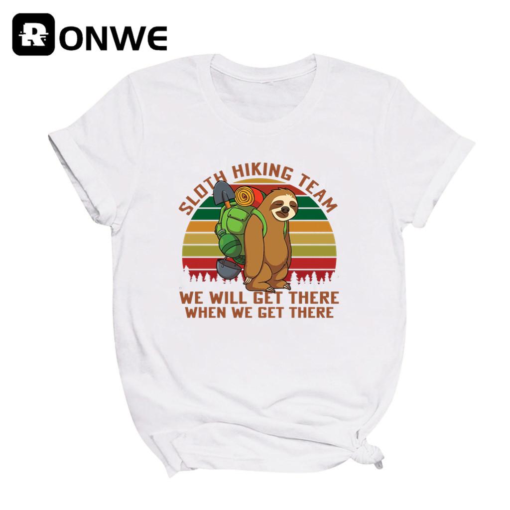 Sloth Hiking Team We Will Get There When We Get There Women T Shirts Gril Casual