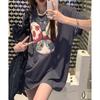 New Summer Cartoon Cute Printed Short-sleeved T-shirt for Women Loose Casual and Versatile Mid-length Top Covering Hips