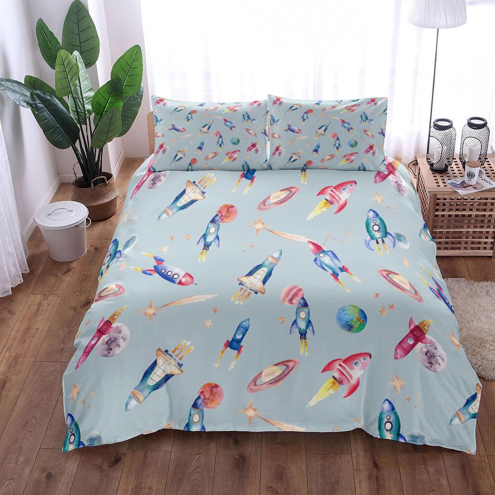 Комплект постельного белья Dinosaur Space Night Duvet Cover Set King Queen Double Full Twin Single Size Navy