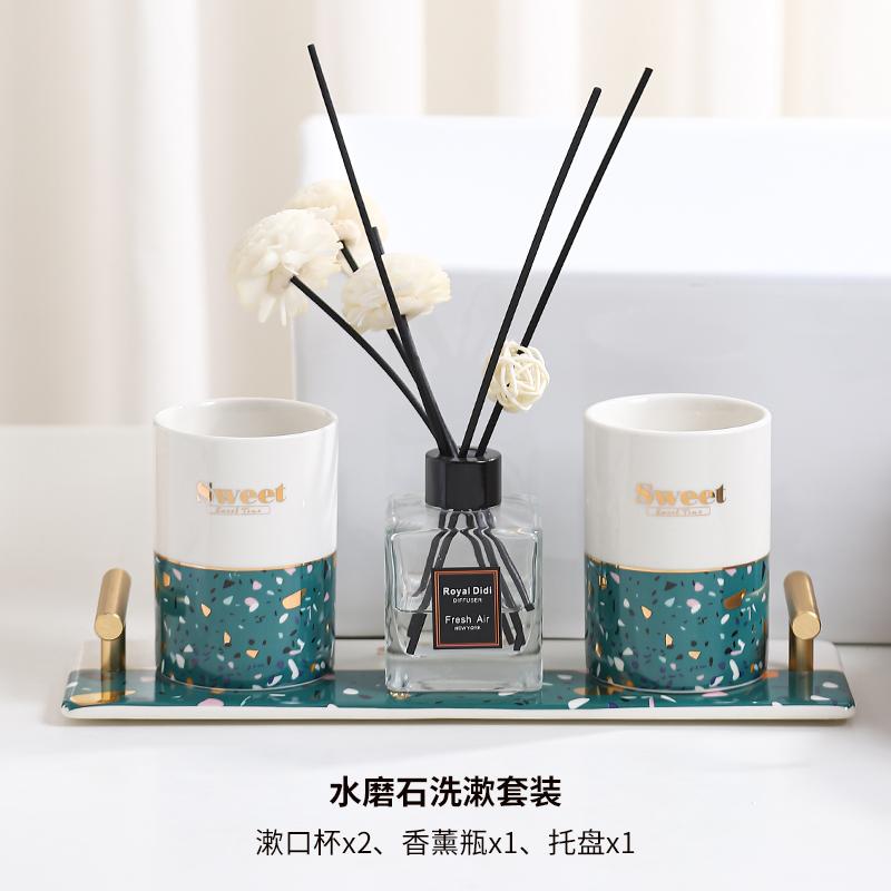 Набор керамических чашек для ванной комнаты, набор из 4 предметов для ванной, чашечка для умывания, флакон для лосьона, флакон для ароматерапии с туалетными принадлежностями для дома