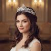 Rhinestone Baroque Pageant Crown Luxury Queen Princess Tiara Hair Ornaments Bridal Crown Wedding