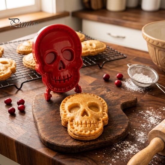 Halloween Baking Tools Hand Pie Mold, Skull Dough Press Cutter, Reusable Pocket Mini Mold for Holiday Treats Pastry Supplies Creative Snack Maker