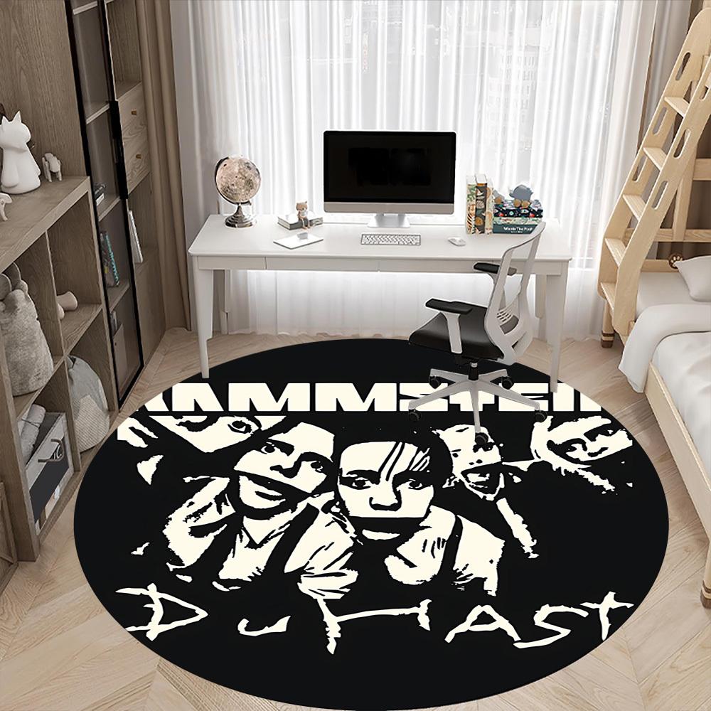 1 шт. Круглый ковер Rammstein Music Office, Коврик для помещений, Подходит для офиса, Под офисные стулья, Спальни, Гостиной, Домашний декор, Декор комнаты