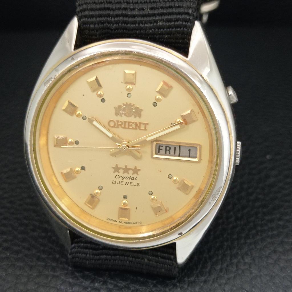 ЯПОНИЯ ВИНТАЖНЫЕ ORIENT CRYSTAL АВТОМАТИЧЕСКИЕ 46943 МУЖСКИЕ ОРИГИНАЛЬНЫЕ ЧАСЫ С ЦИФЕРБЛАТОМ a707785-1