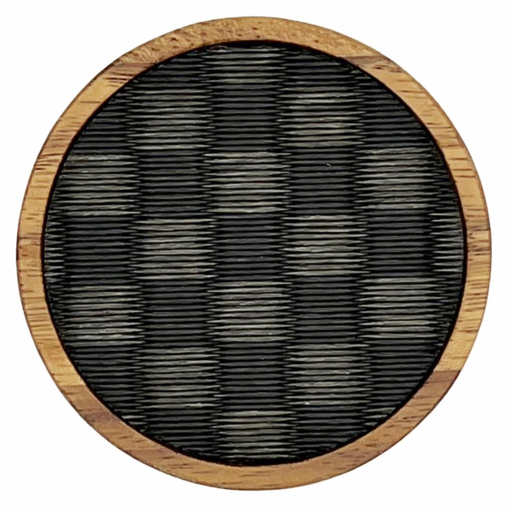Подставка под кружку Tatamino Premium Round Tatami Ichimatsu, изготовленная из смолы, в японском стиле, с узором, черная, Япония, татами, деревянная, с узором.