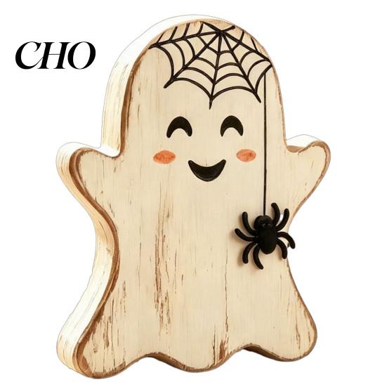 Seasonal Holiday Home Decorations Halloween Wooden Tabletop Decor, Rustic Ghost Black Cat Pumpkin Owl Centerpieces, Fall Decor Vintage Farmhouse Shelf