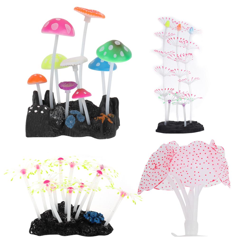 Aquarium Decoration Set Glowing Silicone Coral Decoration Luminous Aquarium Coral Ornaments