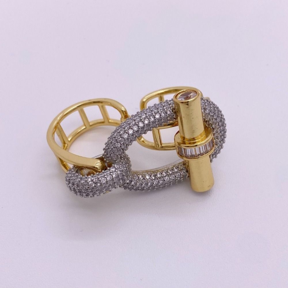 Unique OT Buckle Bangles Exaggeration Women's Jewelry Fashion Cubic Zirconia Ring Wedding