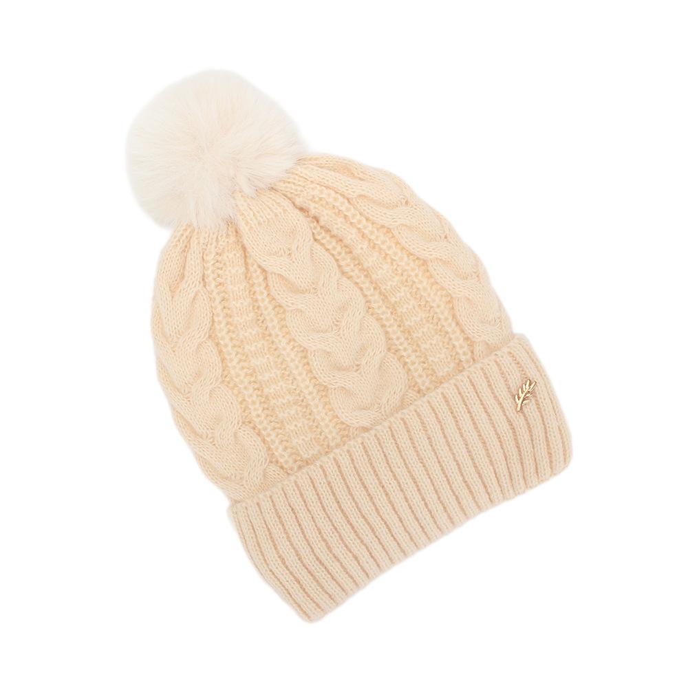 Autumn and winter new hairball thickened plush wool hat double-layer outdoor warm knitted hat fashionable versatile hairball cold hat
