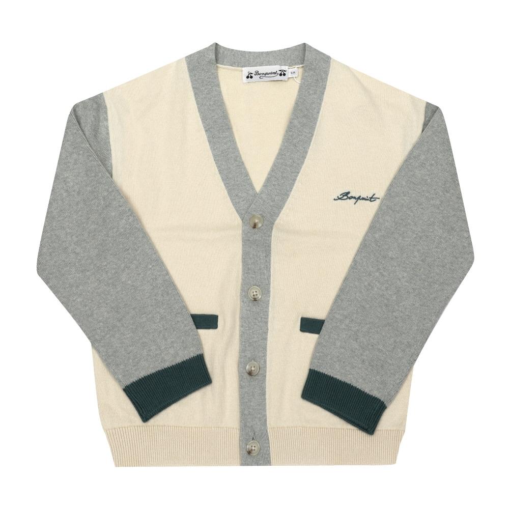 Bonpoint Two Tone V Neck Kids Cardigan C05bcak00002