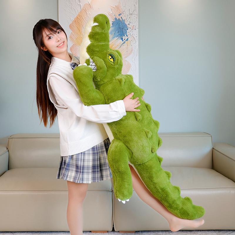 Simulation Large Soft Crocodile Plush Toy Fluffy Full Stuffed Animal Pillow Green Giant Alligator Sofa Cushion Kid Birthday Gift