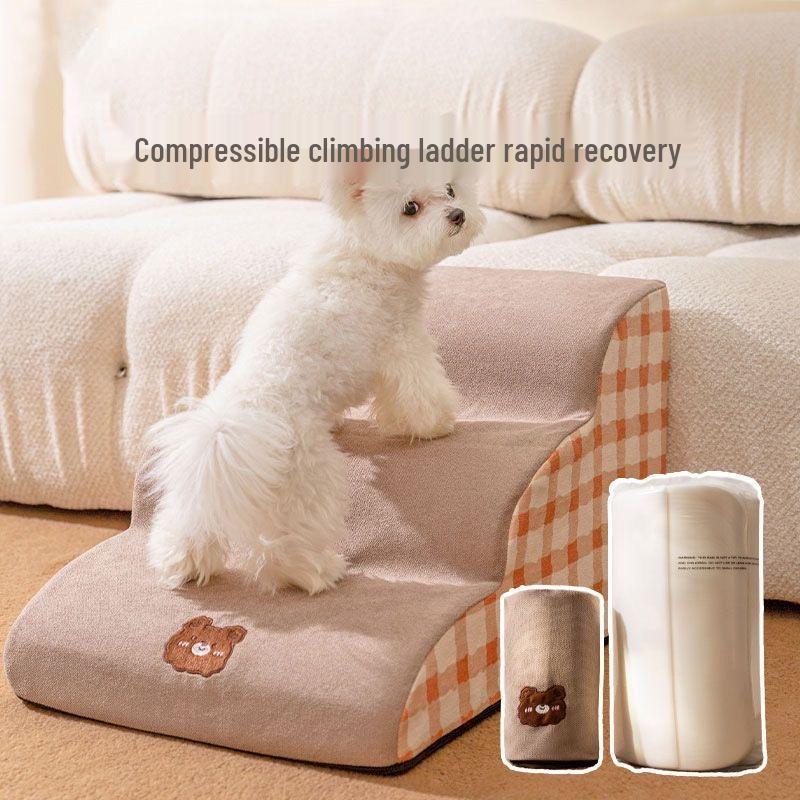 Pet Bedside Stairs for Small Dogs and Cats - Removable & Washable Steps