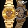 WINNER New Women Luxury Top Brand Automatic Mechanical Watch Golden Skeleton Love Stainless Steel Fashion Ladies Wrist Watch