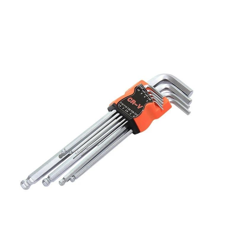 9PCS Double-End L Type Screwdriver Hex Allen Key Torx Wrench Set Screwdriver Bits Star Spanner Key Hand Repair Tools