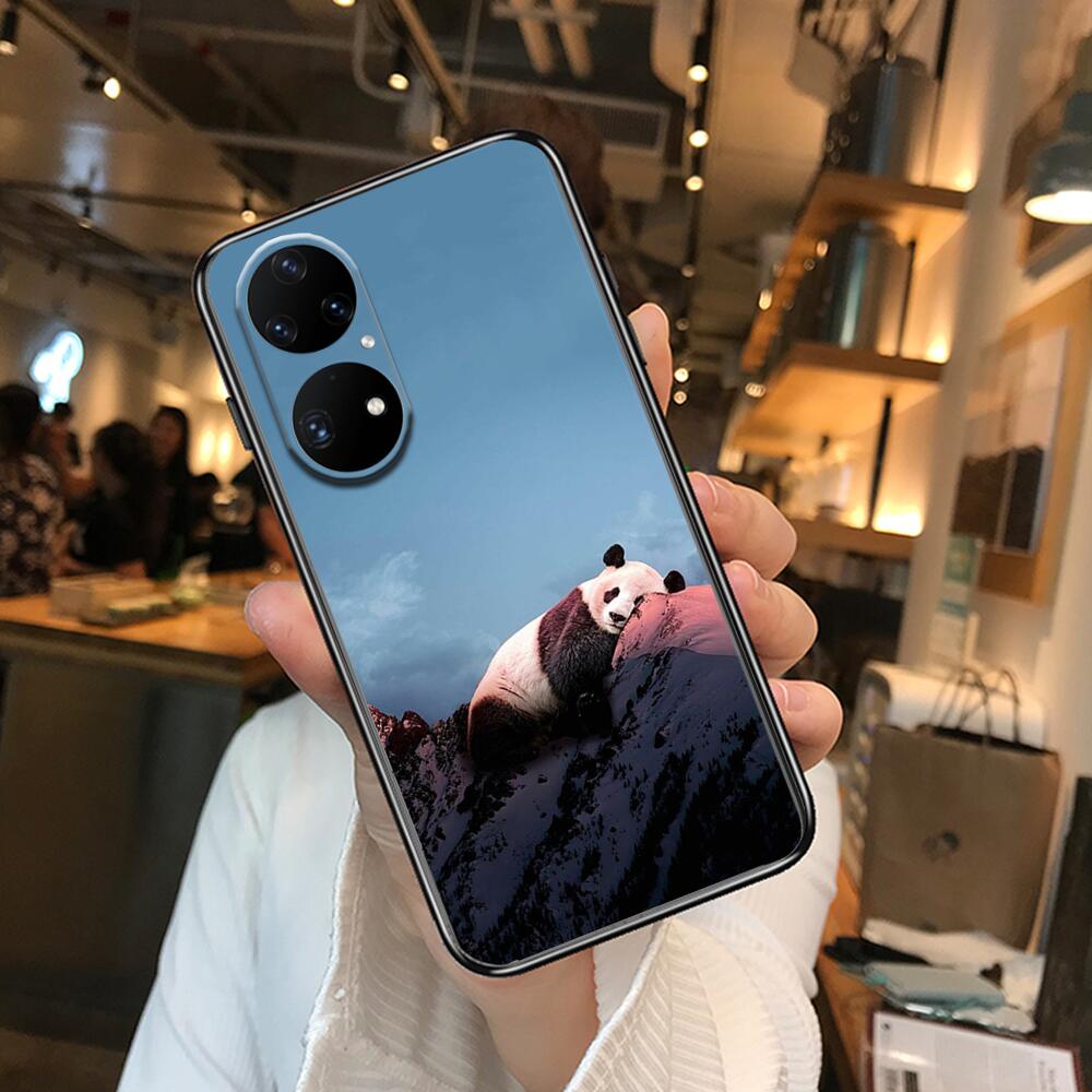 Супер милый чехол для телефона с пандой для Huawei p50 P40 p30 P20 10 9 8 Lite E Pro Plus, черный чехол Etui с рисунком Hoesjes comic fas
