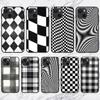 Black White Checkered Phone Case For IPhone 13 12 11 XS X 8 7 6 Plus Mini Pro Max SE 2022 Black Phone Cover